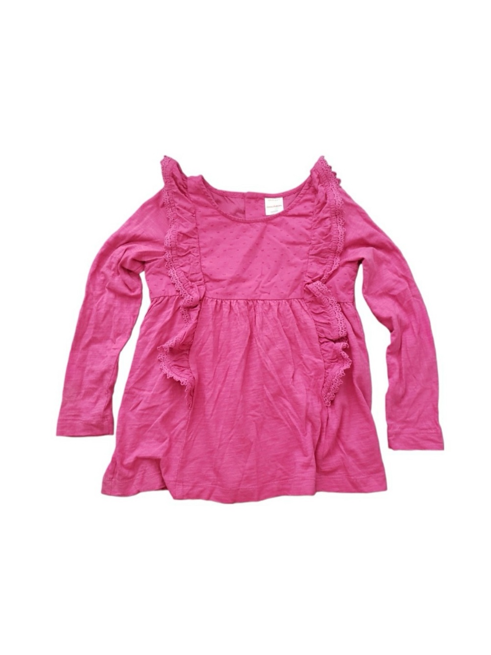 Hanna Andersson 120 6-7 Pink Peony Ruffled Popover Long Sleeve Peplum Top
